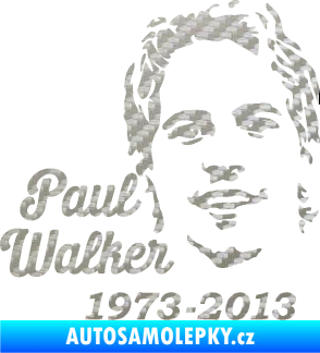 Samolepka Paul Walker 007 RIP 3D karbon stříbrný