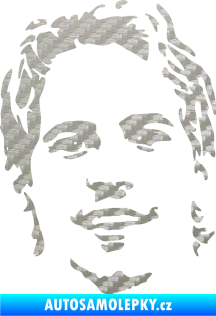 Samolepka Paul Walker 008 levá obličej 3D karbon stříbrný