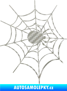Samolepka Pavouk 016 pravá s pavučinou 3D karbon stříbrný