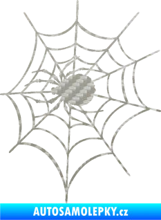 Samolepka Pavouk 016 levá s pavučinou 3D karbon stříbrný