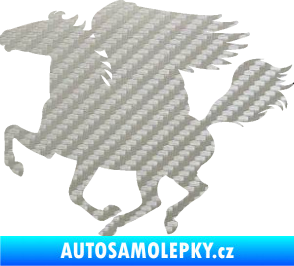 Samolepka Pegas 001 levá okřídlený kůň 3D karbon stříbrný