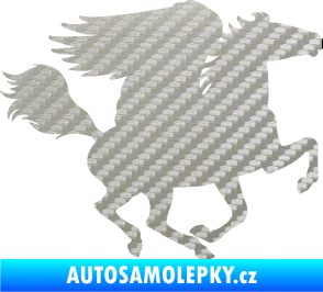Samolepka Pegas 001 pravá okřídlený kůň 3D karbon stříbrný