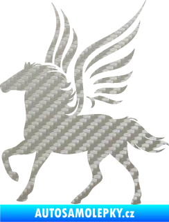Samolepka Pegas 002 levá okřídlený kůň 3D karbon stříbrný