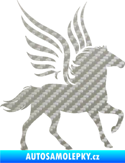 Samolepka Pegas 002 pravá okřídlený kůň 3D karbon stříbrný
