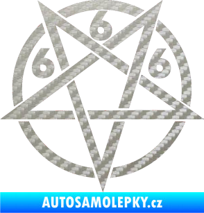 Samolepka Pentagram 666 3D karbon stříbrný
