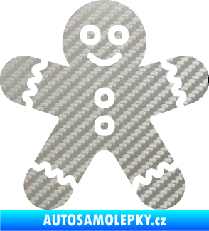 Samolepka Perníček 001 3D karbon stříbrný