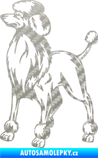 Samolepka Pes 014 levá Pudl 3D karbon stříbrný