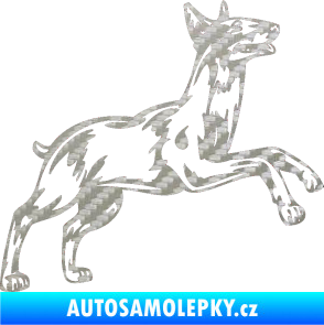 Samolepka Pes 015 pravá Bulteriér 3D karbon stříbrný
