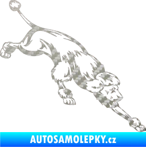 Samolepka Pes 022 pravá Pudl 3D karbon stříbrný