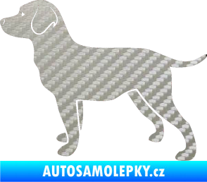 Samolepka Pes 062 levá Labrador 3D karbon stříbrný