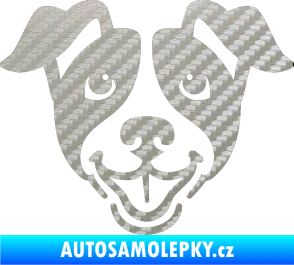 Samolepka Pes 065 3D karbon stříbrný