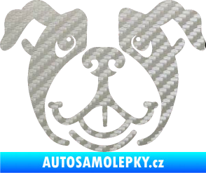 Samolepka Pes 069 Buldoček 3D karbon stříbrný