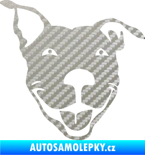 Samolepka Pes 072 pravá Pitbull 3D karbon stříbrný