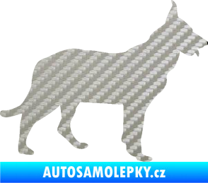 Samolepka Pes 079 pravá Německý ovčák 3D karbon stříbrný