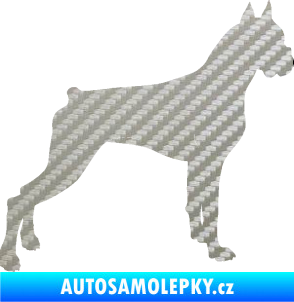 Samolepka Pes 087 pravá Boxer 3D karbon stříbrný