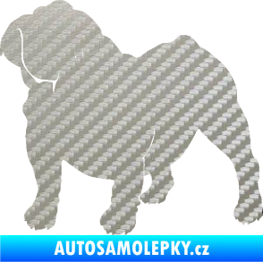 Samolepka Pes 089 levá Buldok 3D karbon stříbrný