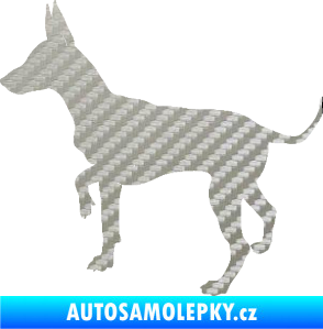 Samolepka Pes 093 levá Pražský krysařík 3D karbon stříbrný