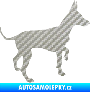 Samolepka Pes 093 pravá Pražský krysařík 3D karbon stříbrný