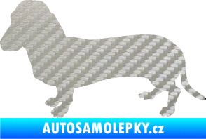 Samolepka Pes 094 levá Baset 3D karbon stříbrný