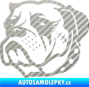 Samolepka Pes 097 levá Buldok 3D karbon stříbrný