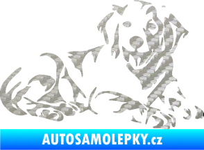 Samolepka Pes 106 pravá Retrívr 3D karbon stříbrný