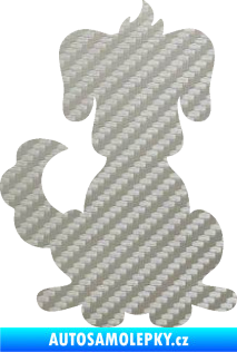 Samolepka Pes 113 levá kreslená silueta 3D karbon stříbrný