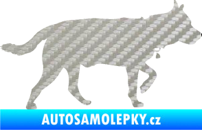 Samolepka Pes 121 pravá německý ovčák 3D karbon stříbrný