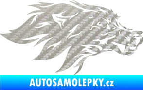 Samolepka Pes 127 pravá hlava 3D karbon stříbrný