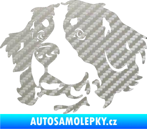 Samolepka Pes 131 levá bernský salašnický pes 3D karbon stříbrný