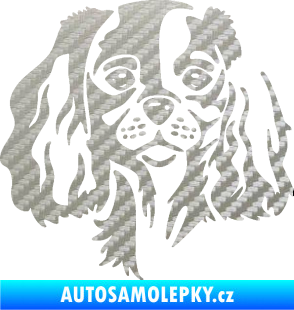 Samolepka Pes 132 levá Cavalier king Charles spaniel 3D karbon stříbrný