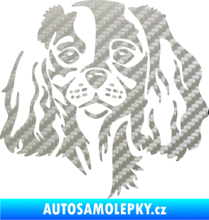 Samolepka Pes 132 pravá Cavalier king Charles spaniel 3D karbon stříbrný