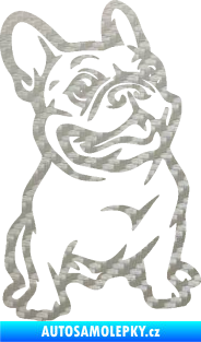 Samolepka Pes 139 pravá francouzský buldoček 3D karbon stříbrný