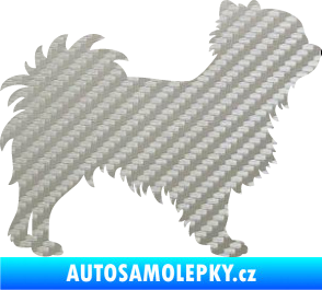 Samolepka Pes 156 pravá čivava 3D karbon stříbrný
