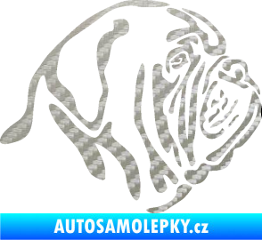 Samolepka Pes 163 pravá bordeauxská doga 3D karbon stříbrný