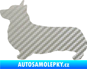 Samolepka Pes 164 levá Welsh Corgi Pembroke 3D karbon stříbrný