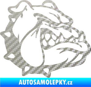 Samolepka Pes 174 pravá rozzuřený buldok 3D karbon stříbrný