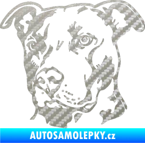 Samolepka Pes 198 pitbull levá 3D karbon stříbrný