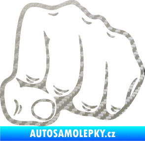 Samolepka Pěst 003 pravá 3D karbon stříbrný