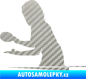 Samolepka Ping pong 005 levá 3D karbon stříbrný