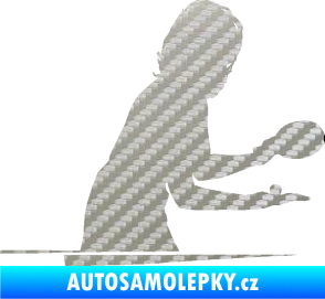Samolepka Ping pong 005 pravá 3D karbon stříbrný