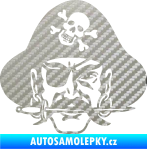 Samolepka Pirát 002 pravá 3D karbon stříbrný