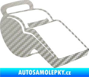 Samolepka Píšťalka 001 pravá 3D karbon stříbrný