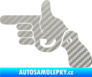 Samolepka Pistole 002 levá han gun 3D karbon stříbrný