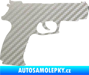 Samolepka Pistole 003 pravá 3D karbon stříbrný