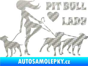 Samolepka Pit Bull lady pravá 3D karbon stříbrný