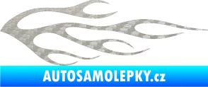 Samolepka Plameny 058 3D karbon stříbrný