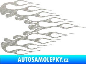 Samolepka Plameny 078 3D karbon stříbrný