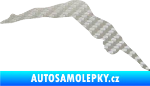 Samolepka Plavání 003  pravá skok do vody 3D karbon stříbrný
