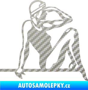 Samolepka Plavkyně 001 pravá 3D karbon stříbrný