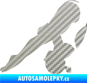 Samolepka Plavkyně 002 pravá skok do vody 3D karbon stříbrný
